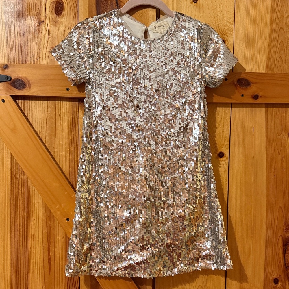Gold Sequin Short Sleeve Dress